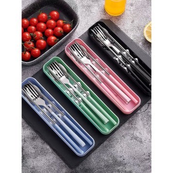 Sendok Makan Cutlery Korea Garpu Set Box Stainless Steell Peralatan Makan Set 3in1