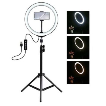 Tripod Ringlight 26CM + Tripod 2,1 Meter Make Up VLOG Lampu Ring Light